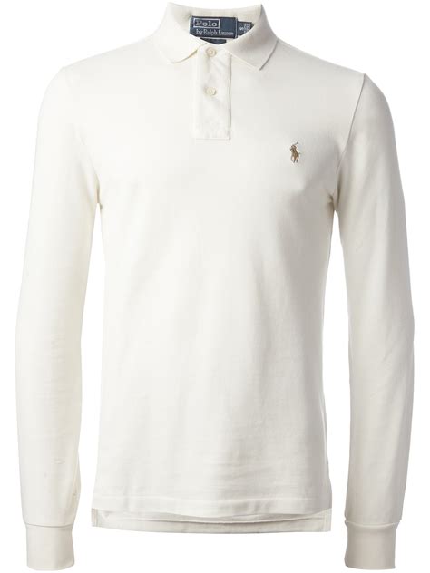 Polo Ralph Lauren Long Sleeve Polo Shirt in White for Men | Lyst