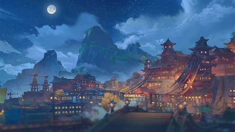 Liyue Harbor and Wangshu Inn backgrounds from the new event :) : Genshin_Impact