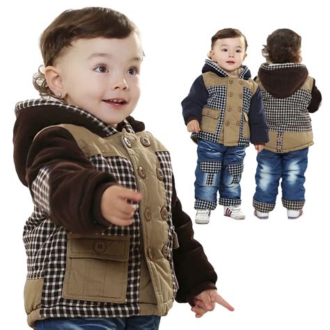 New Free Ship Winter Cotton Warm Plaid Coat Baby Boy Clothes Fleece ...