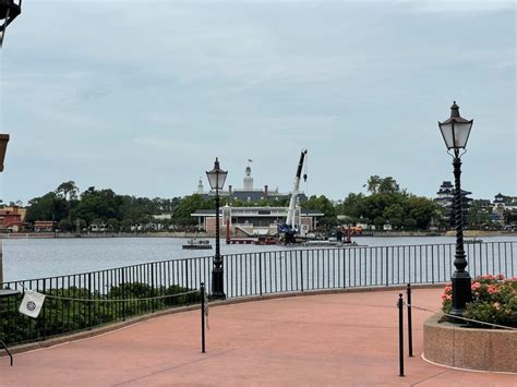 Crane Arrives in World Showcase Lagoon for Construction of New Fireworks Show at EPCOT - Disney ...