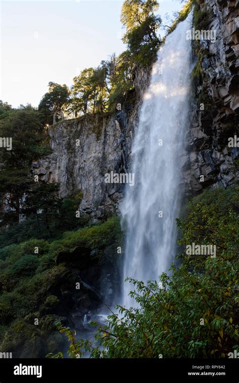 El Saltillo waterfall located in Lanin National Park, Patagonia ...