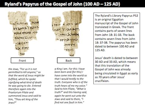 Rylands Papyrus P52 - EARLY CHURCH HISTORY