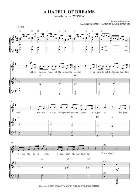 A Hatful Of Dreams (arr. SCMusic) by Paul King Sheet Music for Piano, Vocal & Guitar Chords at ...