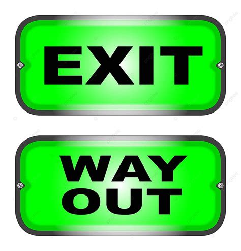 Exit And Way Out Emergency Sign Green Way Out Photo Background And ...