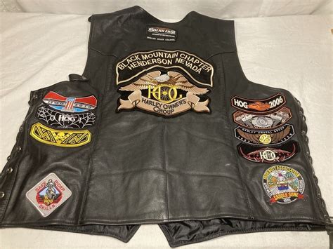 Harley Davidson HOG Patches Biker’s Club Leather Vest… - Gem