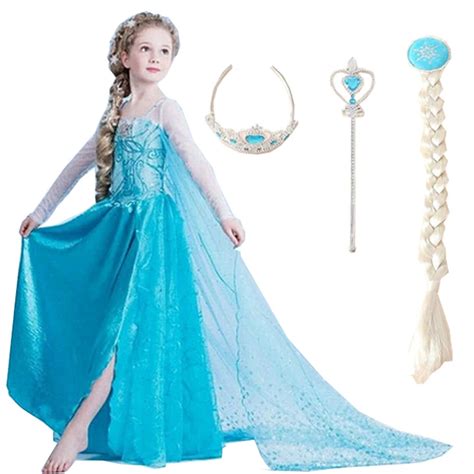 2018 Girls Dresses Elsa Dress Princess Movie Cosplay Party Dress Vestidos fantasia Anna Elsa ...