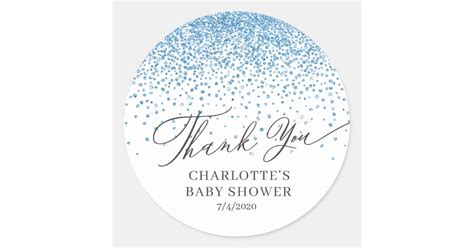 Thank You Blue Glitter Favor Sticker | Zazzle.ca