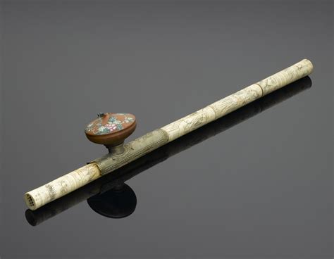 Chinese ivory opium pipe with metal mount and terracotta bowl, c. 1800 ...