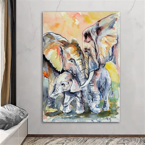 Elephant Canvas Painting,family Elephant Canvas,canvas Prints,asian ...