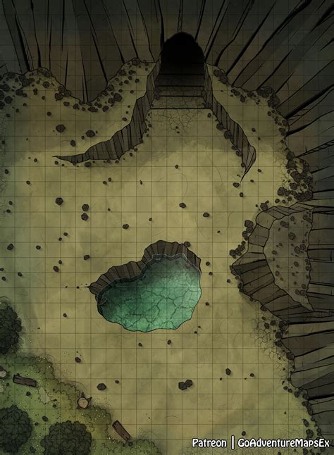 [OC][Art] Cave Entrance Battle Map 22x30 : r/dndmaps