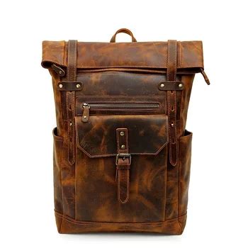 Waterproof Customized Crazy Horse Leather 16 Inch Laptop Backpack ...