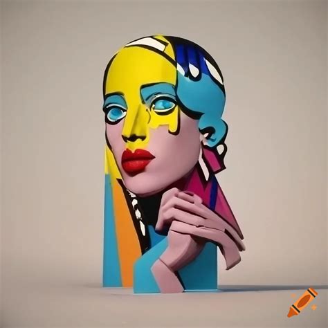 Pop art inspired plastic sculptures with geometric shapes