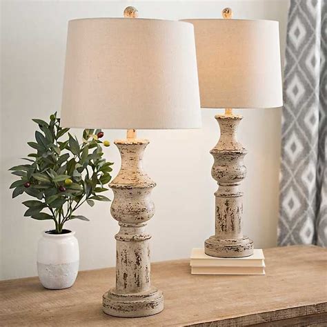 Distressed Cream Table Lamps, Set of 2 | Kirklands | Cream table lamps, Farmhouse table lamps ...