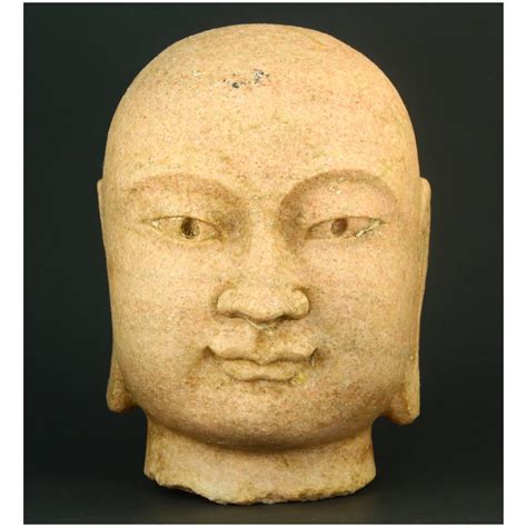 FINE Chinese Carved Pink Granite Stone Head of Buddha 9" - Ruby Lane