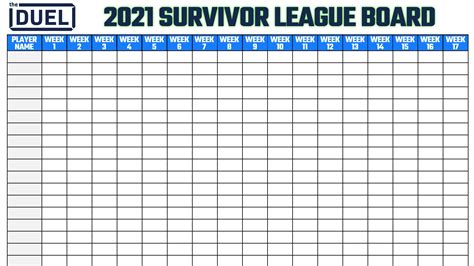 Printable NFL Survivor Pool for the 2021 Season | FanDuel Research