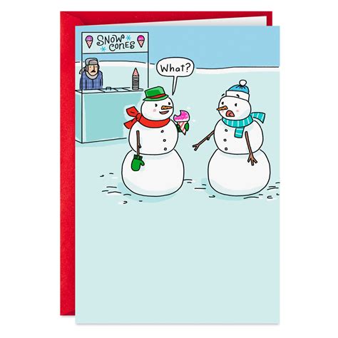 Snowman Eating a Snow Cone Funny Christmas Card - Greeting Cards - Hallmark