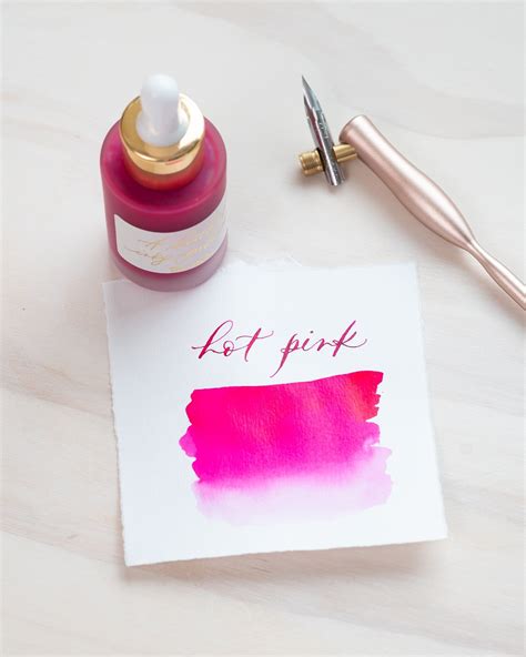 Hot pink calligraphy ink for use in dip pens – Tom's Studio