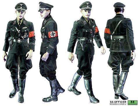 German SS Black Uniform WWII 3D Figure Assets 3D Models tannenbaum