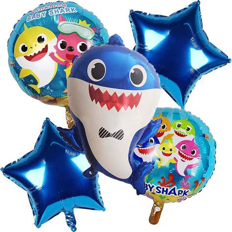 HIGHLAND 5 Pcs Baby Shark Balloons Party Supplies - Shark Balloons for ...