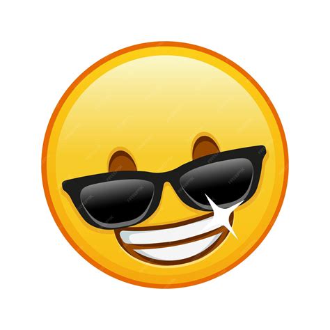 Premium Vector | Smiling face in sunglasses large size of yellow emoji ...