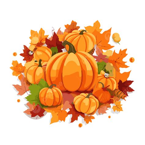 Fall Leaves And Pumpkins, Sticker Clipart Autumn Vegetables And Pumpkins Autumn Leaf Vector ...