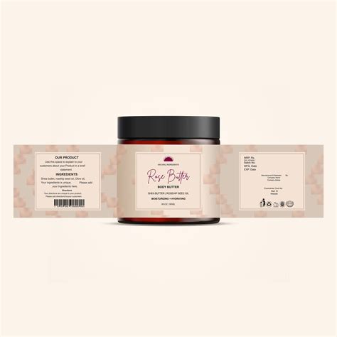 Elegant Editable Body Product Jar Label Template Printable Body Butter ...