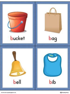 *FREE* Letter B Words and Pictures Printable Cards: Bucket, Bag, Bell, Bib (Color) | Letter b ...