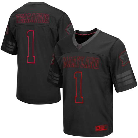 Colosseum #1 Maryland Terrapins Black Blackout Football Jersey