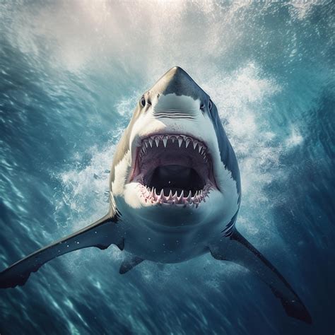 Premium AI Image | Shark Attack in a clear ocean waters