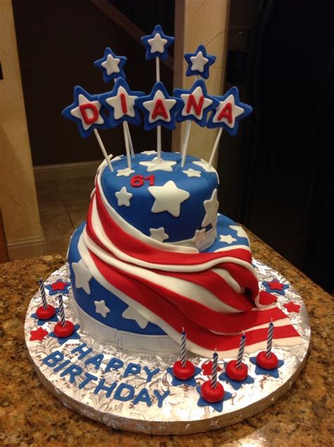 Patriotic, US flag birthday cake! | Cake, Birthday cake, Birthday