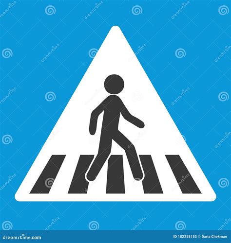 Road Sign, Pedestrian Crossing, Zebra. Blue Triangular Road Sign ...