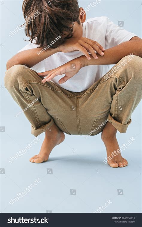 Emotionless Barefoot Indian Asian Kid Sitting Stock Photo 1805651728 ...