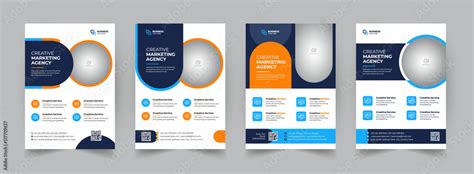 a bundle of 4 templates of a4 flyer, Flyer template layout design. business flyer, brochure ...