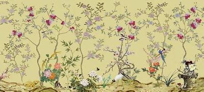 hand painted wallpaper, chinoiserie wallpaper, chinese wallpaper, chinese funiture, hand painted ...
