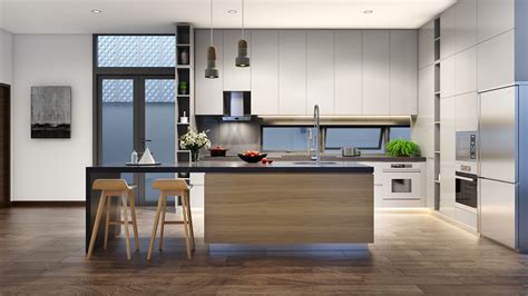 Minimalist Kitchen Designs Decorated With a Wooden Accent and Gray ...