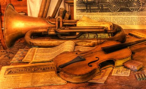 Trumpet And Stradivarius At Rest - Violin - Nostalgia - Vintage - Music -instruments Photograph ...