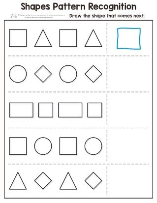 Shapes Pattern Recognition for Kindergarten | Pattern worksheets for ...