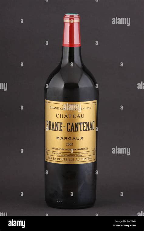 A bottle of French red wine Chateau Brane-Cantenac, Grand Cru Classe ...