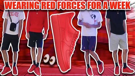 WEARING RED AIR FORCE 1’S FOR A WEEK‼️| Air Force 1 LookBook🔥 - YouTube