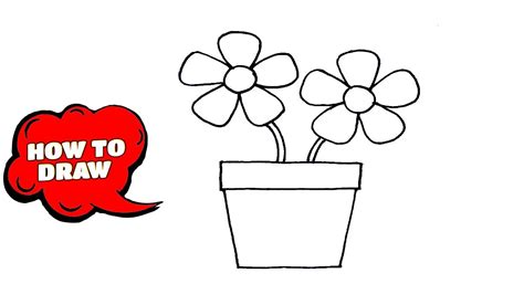 How To Draw A Flower Pot Beautiful Flower Pot Drawing Easy Drawing ...