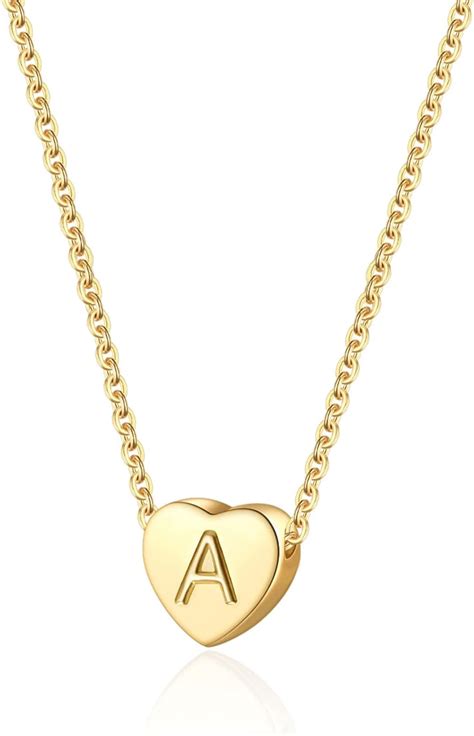 Amazon.com: Dainty Heart Initial Necklace Letters A Alphabet Pendant ...