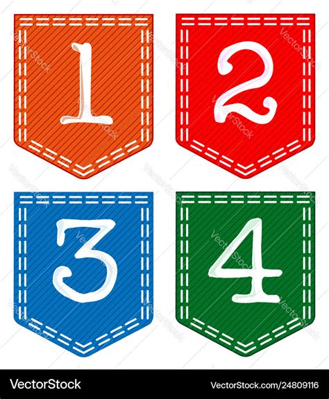 Four fabric numbers 1 2 3 4 Royalty Free Vector Image