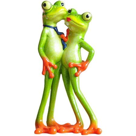 Funny Couple Frog Statue Indoor Outdoor Sculpture Collectible Figurines Resin Ornament Home ...