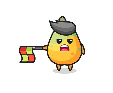 papaya character as line judge hold the flag straight horizontally 3456669 Vector Art at Vecteezy