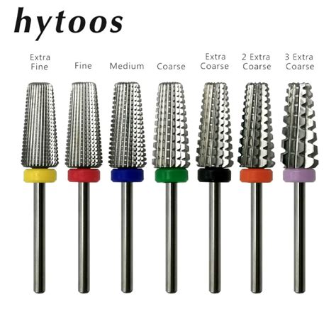 Hytoos Tapered Nail Drill Bits With Cut 5 In 1 Carbide Nail Bit Milling Cutter For Manicure ...