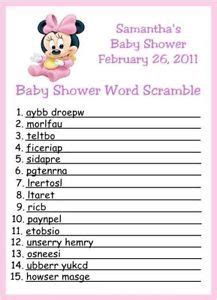 Baby Minnie Word Scramble Baby Shower Games | Minnie baby shower, Minnie mouse baby shower, Baby ...