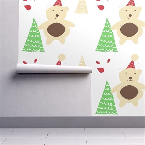 christmas bear Wallpaper | Spoonflower | Christmas bear, Wallpaper ...