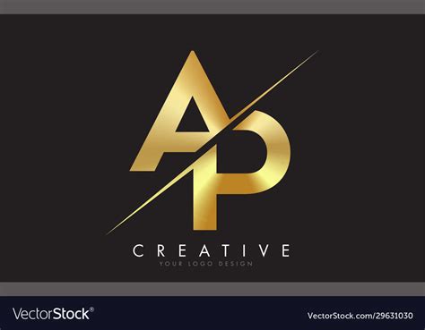 Ap a p golden letter logo design with a creative Vector Image