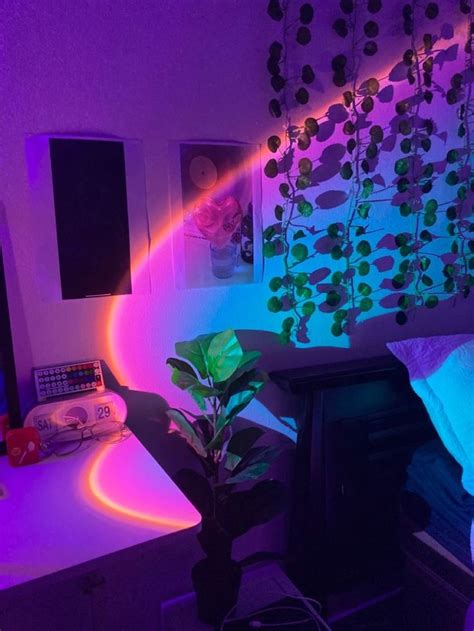Bedroom aesthetic | Cozy room decor, Rainbow night light, Purple rooms