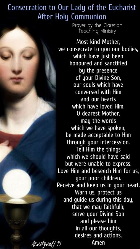 Our Morning Offering – 10 February – Consecration to Our Lady of the Eucharist After Holy ...